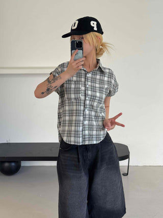 Check Avant-fit Roll-up Pocket Short Sleeve Shirt