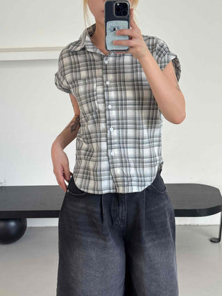 Check Avant-fit Roll-up Pocket Short Sleeve Shirt