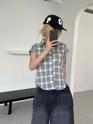 Check Avant-fit Roll-up Pocket Short Sleeve Shirt