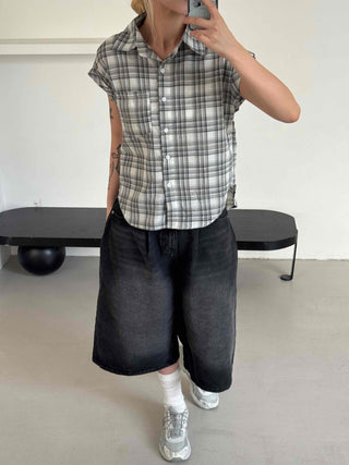 Check Avant-fit Roll-up Pocket Short Sleeve Shirt