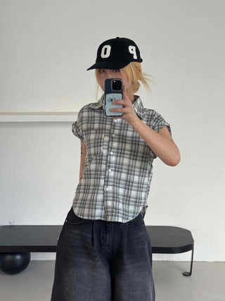 Check Avant-fit Roll-up Pocket Short Sleeve Shirt