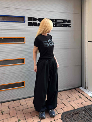 Pintuck Wide Balloon Fit Summer Cotton Pants