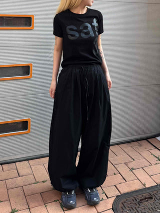 Pintuck Wide Balloon Fit Summer Cotton Pants