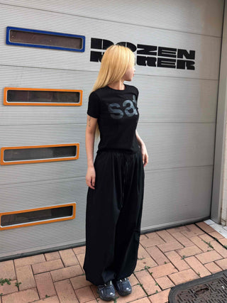 Pintuck Wide Balloon Fit Summer Cotton Pants