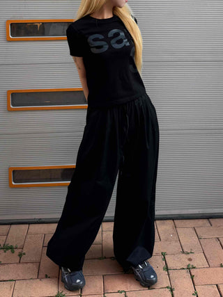 Pintuck Wide Balloon Fit Summer Cotton Pants