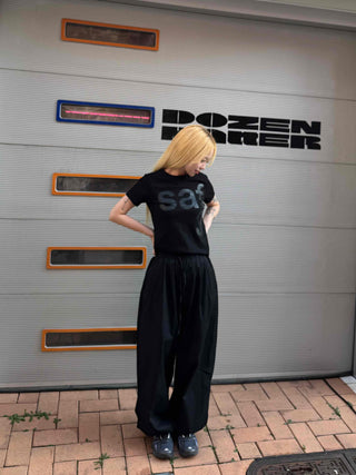 Pintuck Wide Balloon Fit Summer Cotton Pants