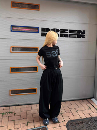 Pintuck Wide Balloon Fit Summer Cotton Pants