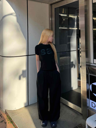Pintuck Wide Balloon Fit Summer Cotton Pants