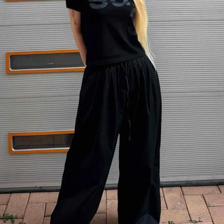 Pintuck Wide Balloon Fit Summer Cotton Pants