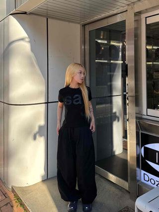 Pintuck Wide Balloon Fit Summer Cotton Pants