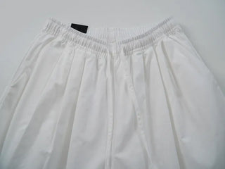 Pintuck Wide Balloon Fit Summer Cotton Pants