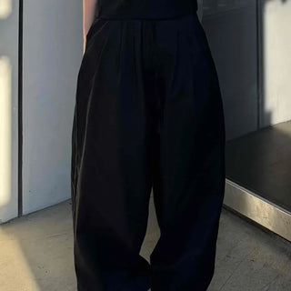 Pintuck Wide Balloon Fit Summer Cotton Pants