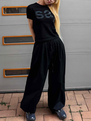 Pintuck Wide Balloon Fit Summer Cotton Pants
