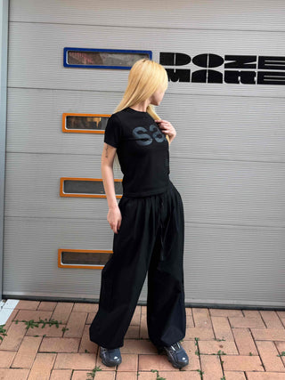 Pintuck Wide Balloon Fit Summer Cotton Pants