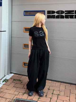 Pintuck Wide Balloon Fit Summer Cotton Pants