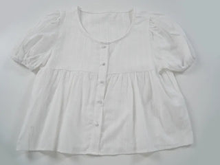 Punched Raise Button Short Sleeve Blouse