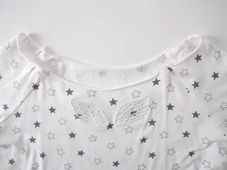Star Dot Loose Fit Short Sleeve Off-Shoulder