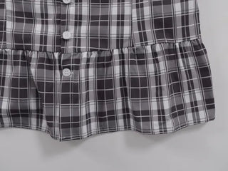 Check Shirred Cap Sleeve Sleeveless Blouse