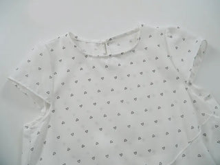 Heart diagonal asymmetrical frill blouse
