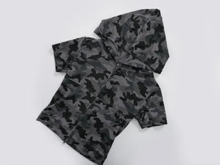 Y2K Two-Way Camo Short Sleeve Zip-Up Hoodie