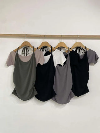 Halter & Short Sleeve Layered Set