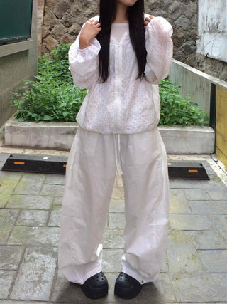 Comfort Balloon Fit Cotton Wide Long Pants