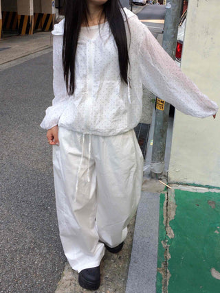 Comfort Balloon Fit Cotton Wide Long Pants
