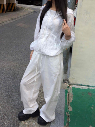 Comfort Balloon Fit Cotton Wide Long Pants