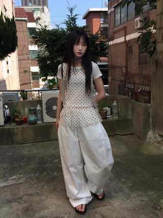Comfort Balloon Fit Cotton Wide Long Pants