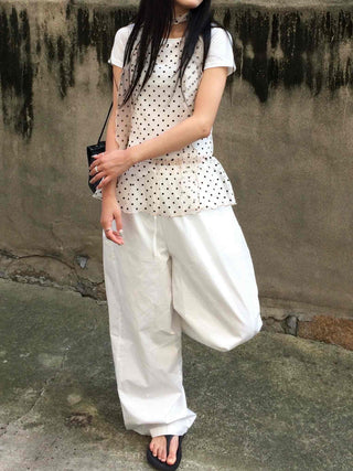 Comfort Balloon Fit Cotton Wide Long Pants