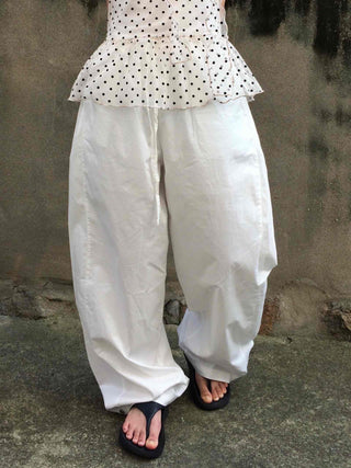 Comfort Balloon Fit Cotton Wide Long Pants