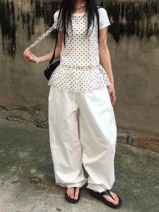 Comfort Balloon Fit Cotton Wide Long Pants