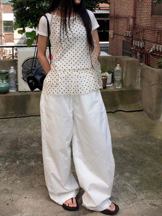Comfort Balloon Fit Cotton Wide Long Pants