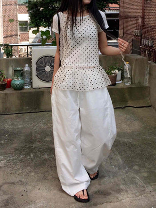Comfort Balloon Fit Cotton Wide Long Pants