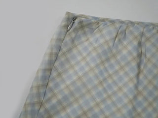 Chiffon Check Ribbon Midi Skirt