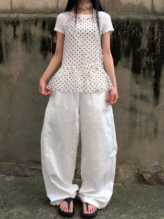 See-through Dot Layered Tiered Sleeveless
