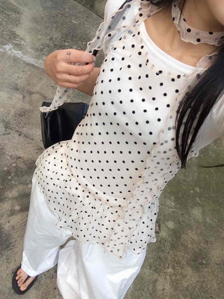 See-through Dot Layered Tiered Sleeveless