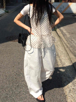 See-through Dot Layered Tiered Sleeveless