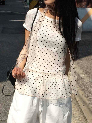 See-through Dot Layered Tiered Sleeveless