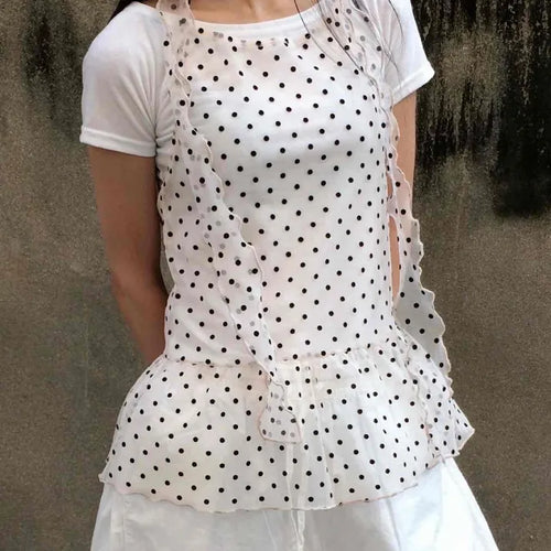 See-through Dot Layered Tiered Sleeveless