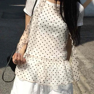 See-through Dot Layered Tiered Sleeveless
