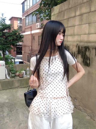 See-through Dot Layered Tiered Sleeveless