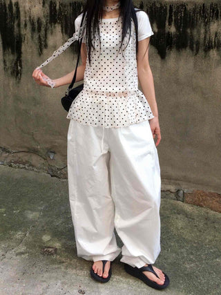See-through Dot Layered Tiered Sleeveless