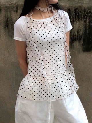 See-through Dot Layered Tiered Sleeveless
