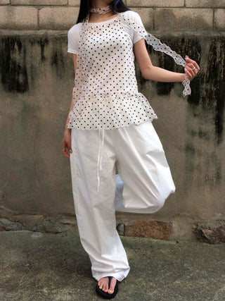 See-through Dot Layered Tiered Sleeveless