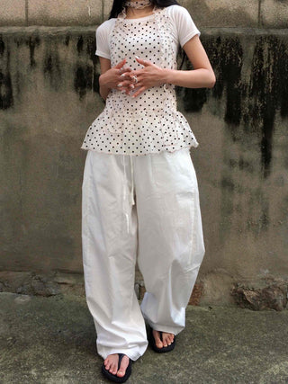 See-through Dot Layered Tiered Sleeveless
