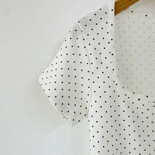 Dot Square Neck Stretchy Short Sleeve Tee
