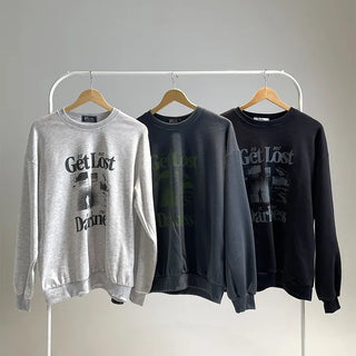 Vermel Get Lost Sweatshirt 2 Types: Fleece-lined, Regular, Basic, Lettering, Essential Item