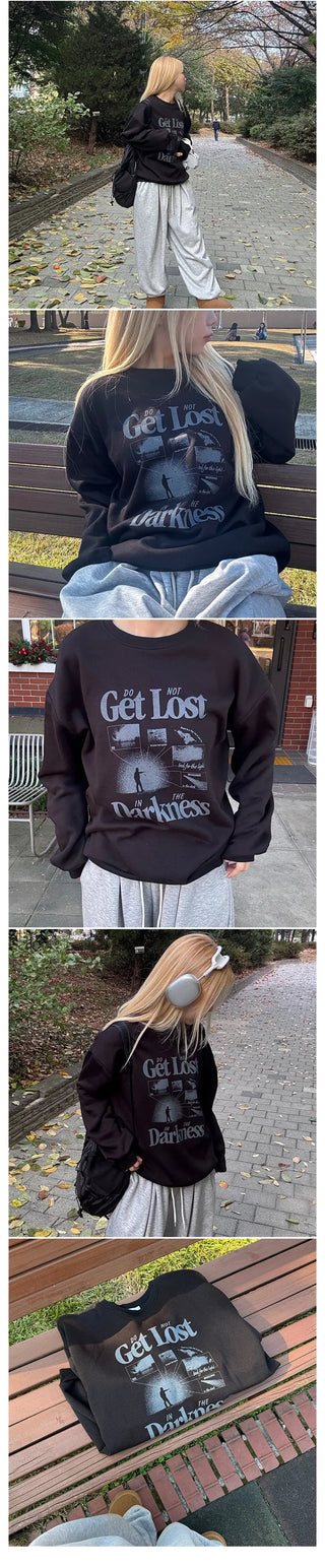 Vermel Get Lost Sweatshirt 2 Types: Fleece-lined, Regular, Basic, Lettering, Essential Item