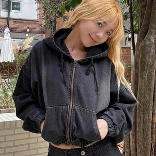 Vintage Over-the-Shoulder Loose-Fit Denim Jacket